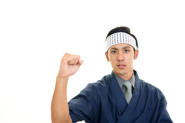 仕事中のラーメン職人