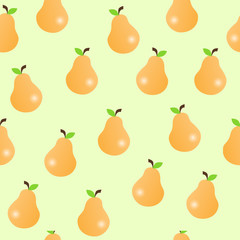Seamless pattern with pears on white background.