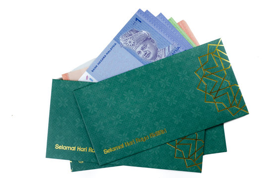 'Duit Raya' is money given from adult to children during Eid al-Fitr celebration in Malaysia. This is a Malay tradition and regarded as alms to the children.