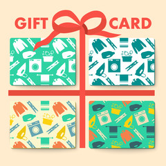 Gift cards with laundry and washing seamless pattern 
