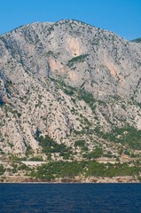 View of high mountain Biokovo in Makarska Riviera in  Croatia