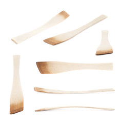 Used wooden spatula tool isolated