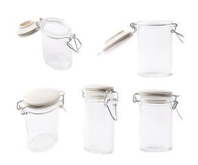 Empty glass jar isolated