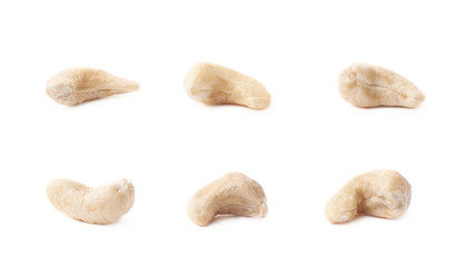 Single cashew nuts isolated