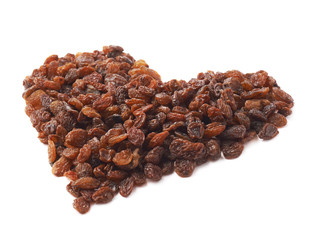 Heart shape made of raisins