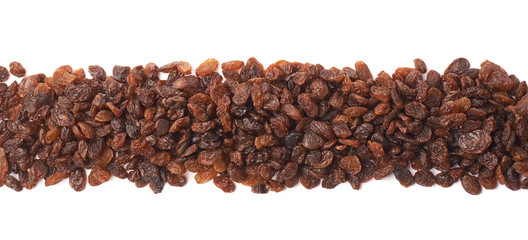 Line made of raisins isolated