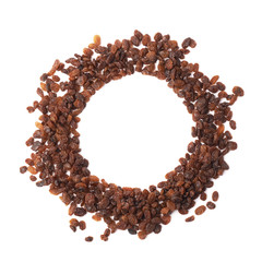 Round frame made of raisins