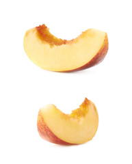 Slice of a nectarine isolated