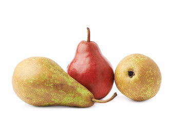 Green, red, yellow pears composition