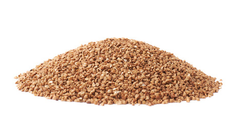 Pile of buckwheat seeds isolated