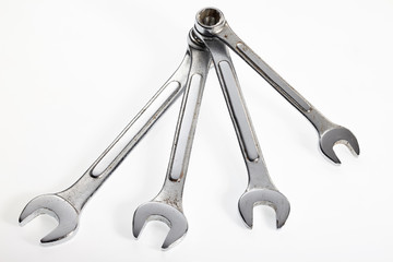 Used Wrench tool isolated on white background