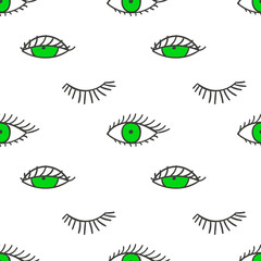 Seamless pattern with eyes and lashes. 