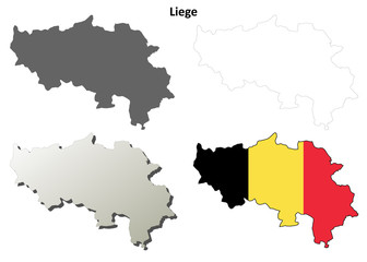 Obraz premium Liege (Wallonia) outline map set