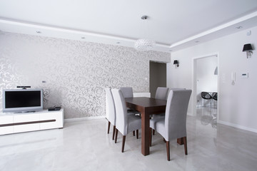 Bright interior with silver walls