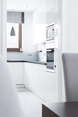 Fototapeta na wymiar White light kitchen in the apartment