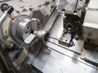 industrial metal work machining process by cutting tool on CNC l