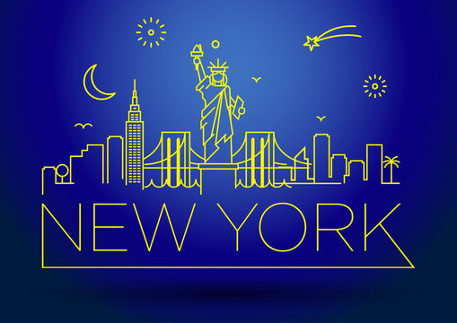 Linear New York City Skyline with Typographic Design