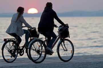 sunset on the horizon above sea