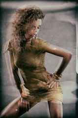 girl in a green dress