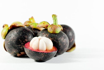 Mangosteen on white background