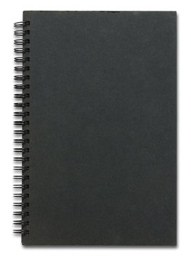 black notebook cover isolated on white background
