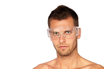 Obraz premium Young man with a protective goggles