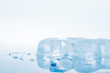 Ice cubes on a white background
