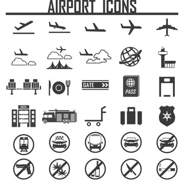 airplane, airport  icon, isolated, on white background. Exclusiv
