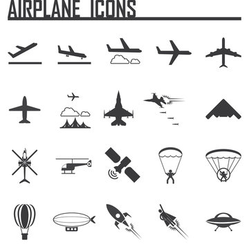airplane icons set