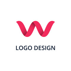 Vector illustration letter logo w - obrazy, fototapety, plakaty