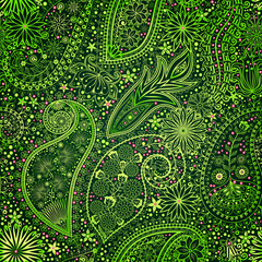 Vintage floral motif ethnic seamless background.