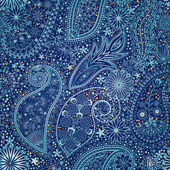 Vintage floral motif ethnic seamless background.