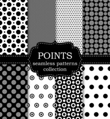 Vector illustration set of seamless patterns points.