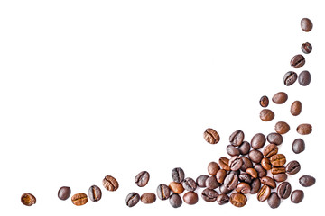 Isolate coffee bean with arranged in frame shape