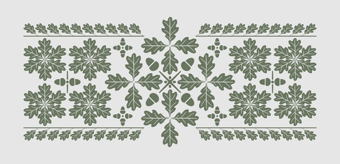 Oak leaf pattern design for many kinds of decorative purposes. The elements can be assembled to a variety of embellishments.