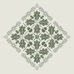 Oak leaf pattern design for many kinds of decorative purposes. The elements can be assembled to a variety of embellishments.