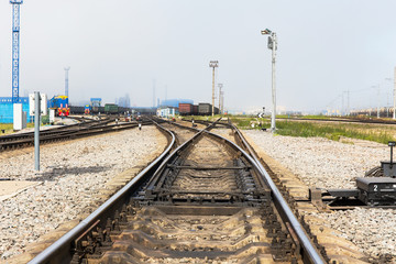 Fototapeta na wymiar rail freight terminal in the sea port