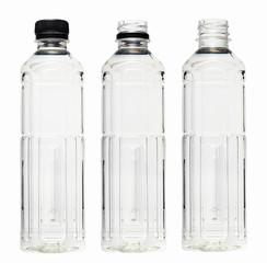 Plastic water bottle isolated on a white background