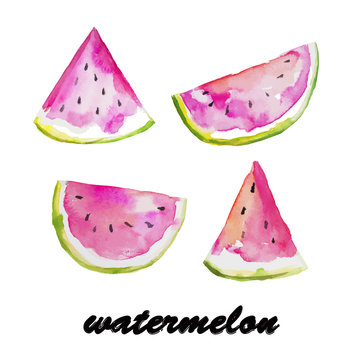 Watercolor watermelon pieces