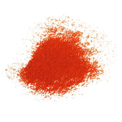 Pile of red paprika powder isolated on white