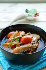 Tom Yum Goong - Thai hot and spicy soup seafood with shrimp - Th