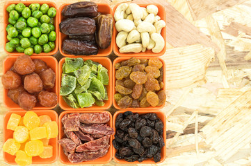 Group of Dried fruits background
