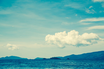 Fototapeta na wymiar Andaman sea and island. Retro filter.