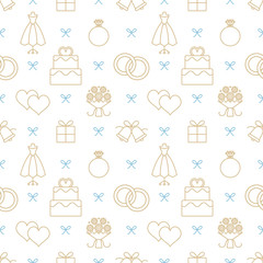 Wedding related vector seamless pattern background 4