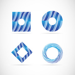 Blue logo elements icon set