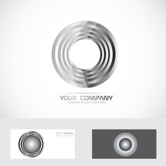 Silver rings circle abstract logo