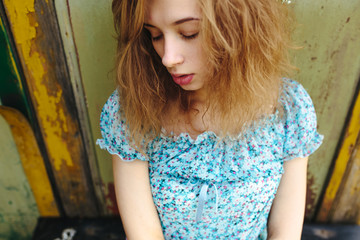 Naklejka premium Portrait of a beautiful red-haired girl