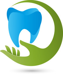 Hand mit Zahn, Logo, Zahnarzt