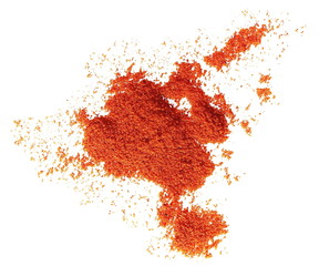 Pile of red paprika powder isolated on white