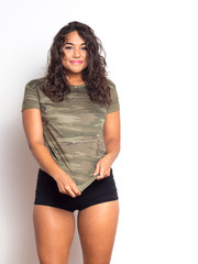 Curvy Young Woman With Curly Hair